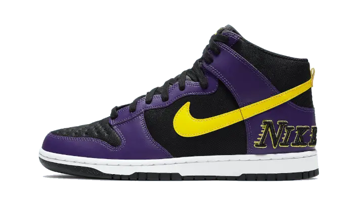 Nike Dunk High EMB Lakers: Lakers icon in purple and gold for your urban look