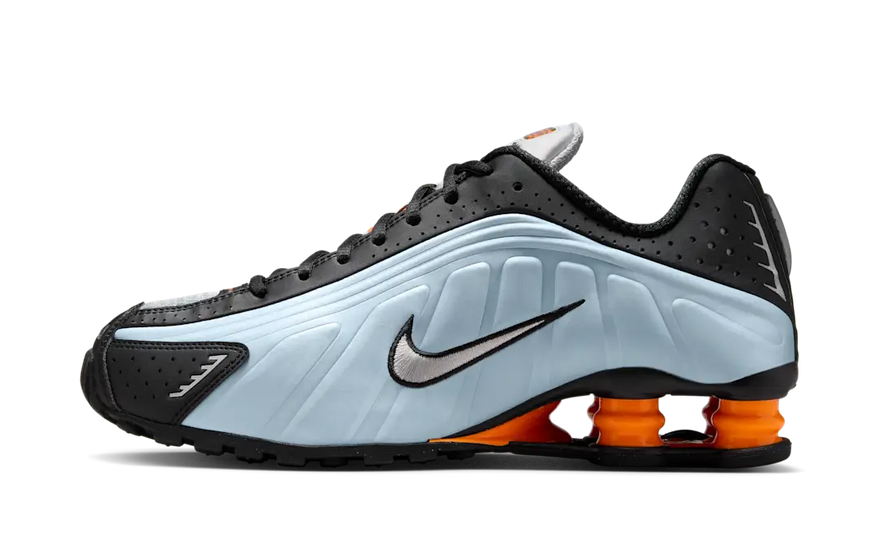 Nike Shox R4 Blue Tint Total Orange Black Metallic Silver: urban style and Shox cushioning
