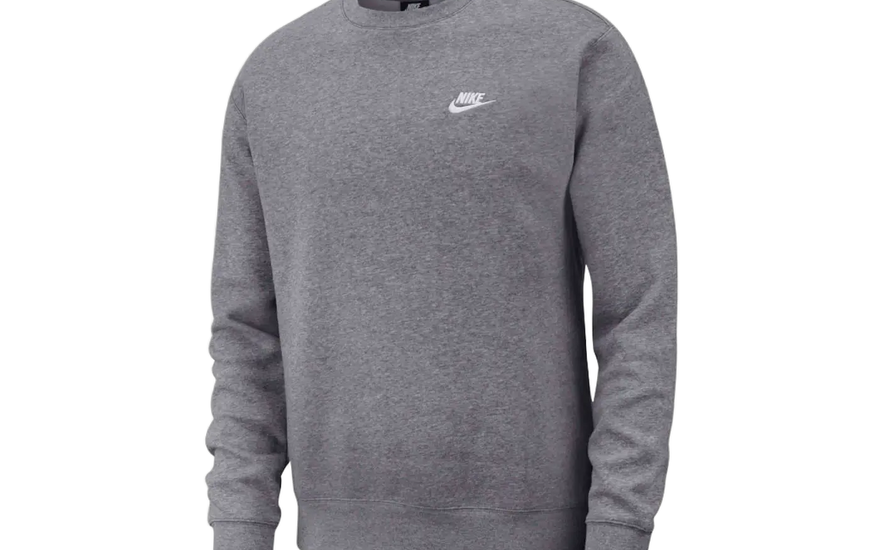 Nike Sportswear Club Fleece Crewneck Charcoal Heather/White — Den essentielle sweatshirt til dit streetwear