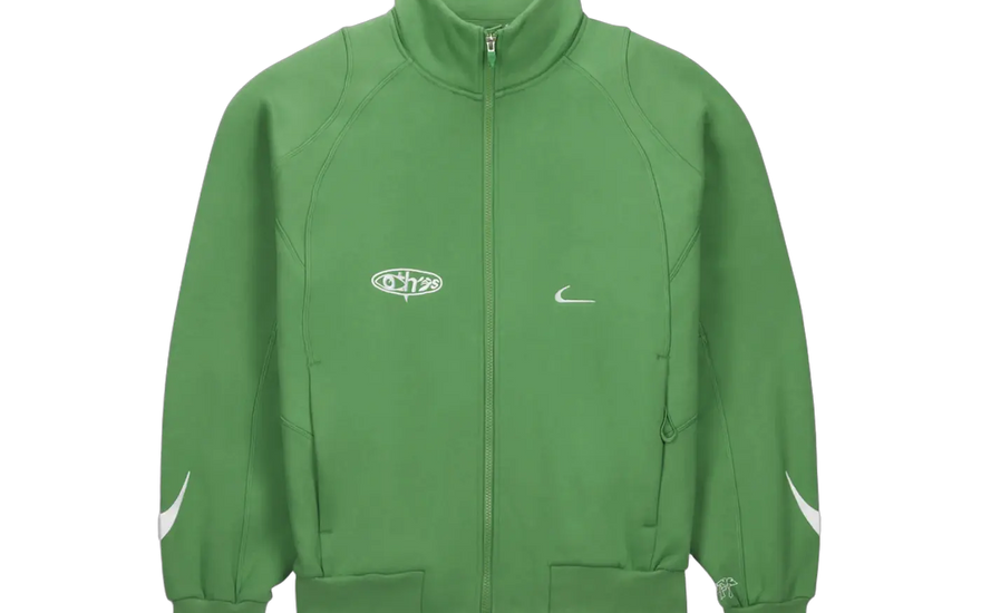 Nike x Off-White MC Track Jacket Kelly Green — Statement streetwear jacket in Kelly green