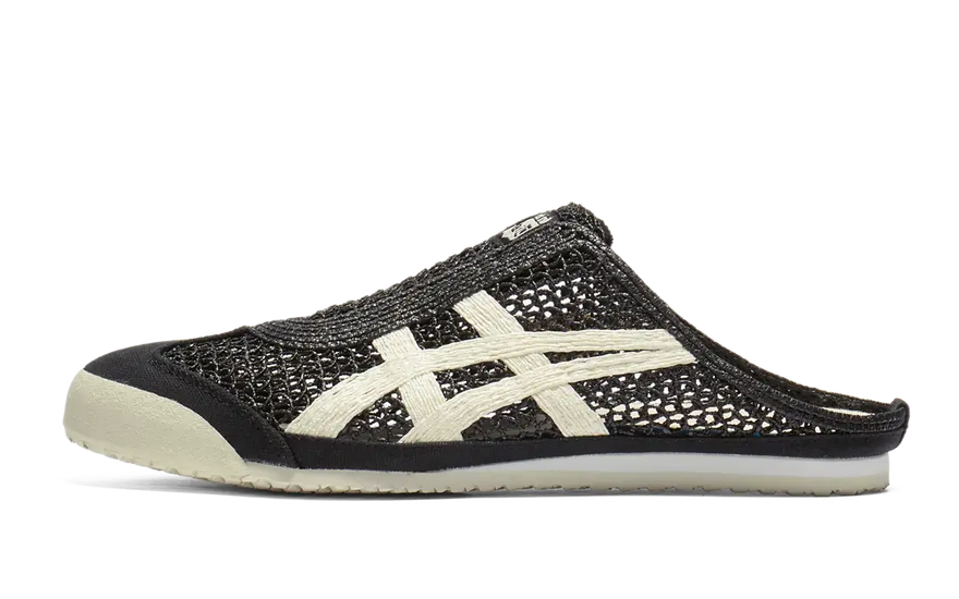 Onitsuka Tiger Mexico 66 Sabot Schwarz Creme — Schwarze und cremefarbene Schuhe im Retro-Stil
