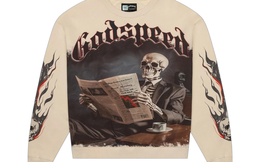 Godspeed Black Monday L/S Tee Bone — Camiseta manga larga minimal para streetwear