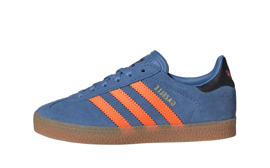 Adidas Gazelle Focus Blue Solar Orange Core Black (PS): the '91 classic in mini size and full color