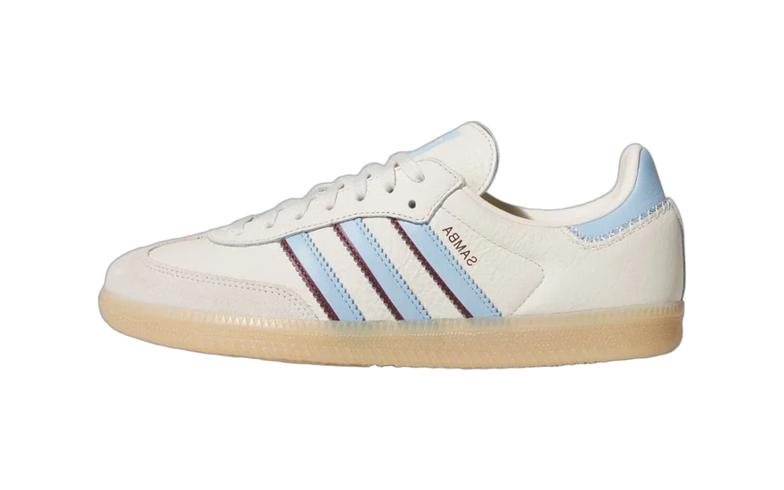 Adidas Samba OG Wonder White Clear Sky Shadow Red: la colorway blanca con toques azul y rojo que lo combina todo