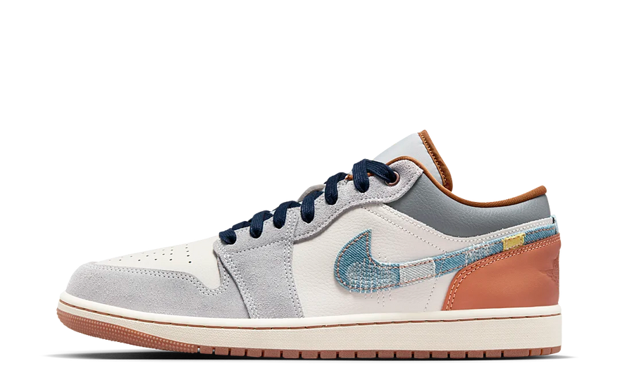 Air Jordan 1 Low SE Phantom Repaired Denim Swoosh: denim reparado y estilo urbano