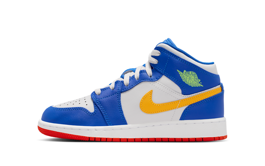 Air Jordan 1 Mid Racer Blue Red Gold — Retro urbano con actitud