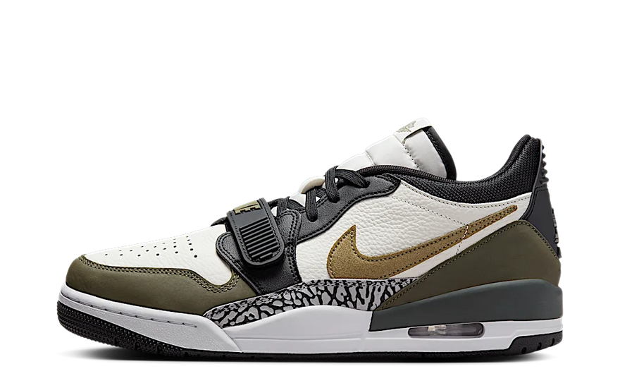 Air Jordan Legacy 312 Low Sail Black Medium Olive: an urban hybrid with Air cushioning and iconic style 