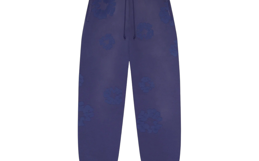 Denim Tears Mono Cotton Wreath Sweatpants Washed Blue: Jogger de algodón con corona bordada