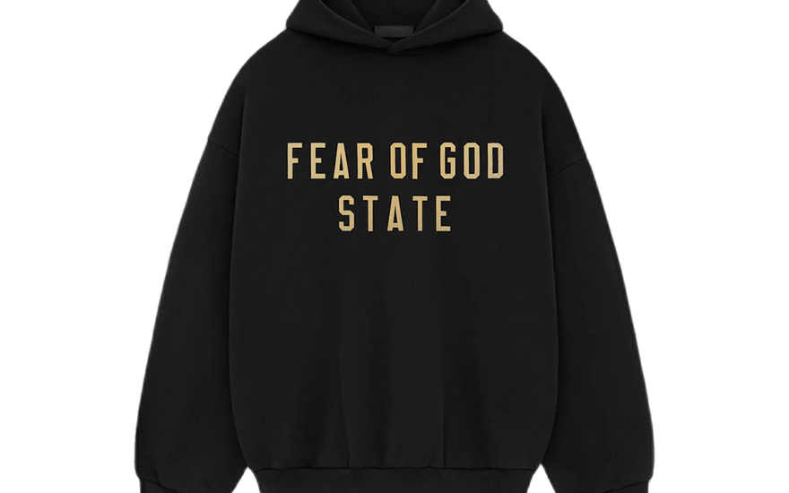 Fear of God Essentials Hoodie State Black — The essential black hoodie of streetwear