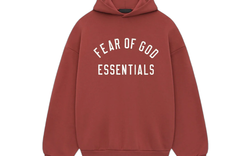 Fear of God Essentials Fleece Hoodie Crimson — La sudadera roja que eleva tu streetwear