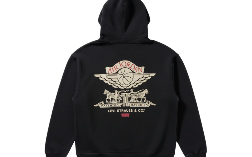 Nike Air Jordan x Levi's Full Zip Hoodie Black: the sweatshirt that reinvents urban denim