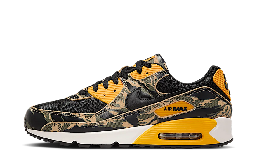 Nike Air Max 90 Premium Sort Universitet Guld Camouflage — Premium camouflage til gaden