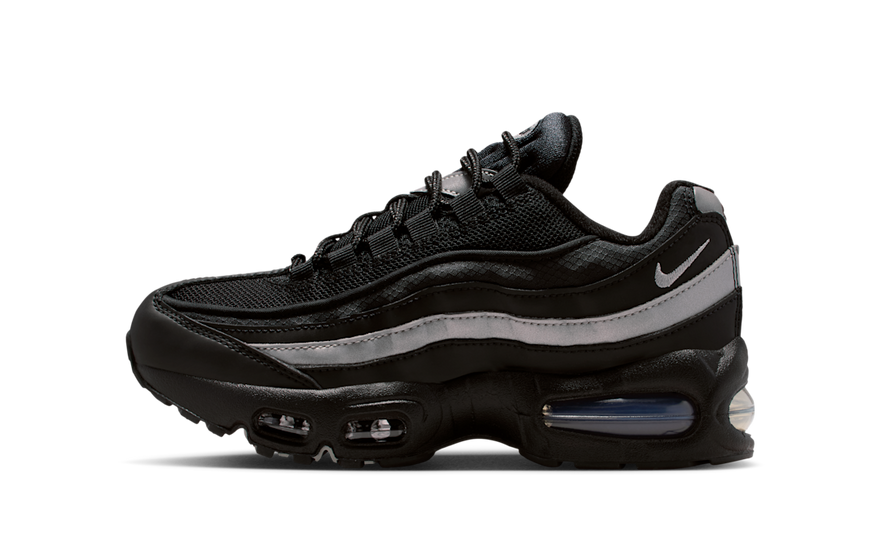 Nike Air Max 95 Black White Metallic Silver — Retro urbano con brillo metálico