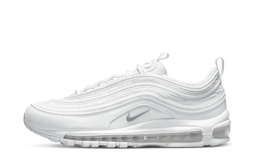Nike Air Max 97 Triple White Wolf Grey — El clásico urban chic con Air visible y máxima comodidad