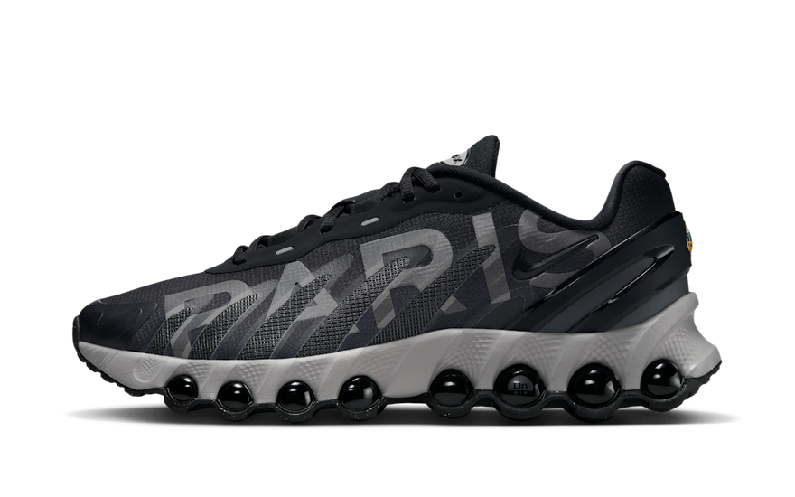 Nike Air Max Dn8 PSG Paris Saint-Germain Black Particle Grey — estilo urbano y amortiguación visible