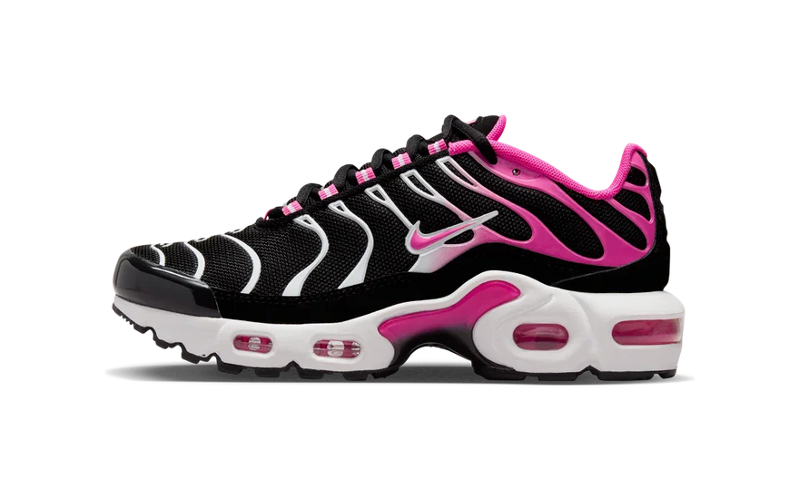 Nike Air Max Plus Black White Laser Fuchsia: estilo streetwear que impacta