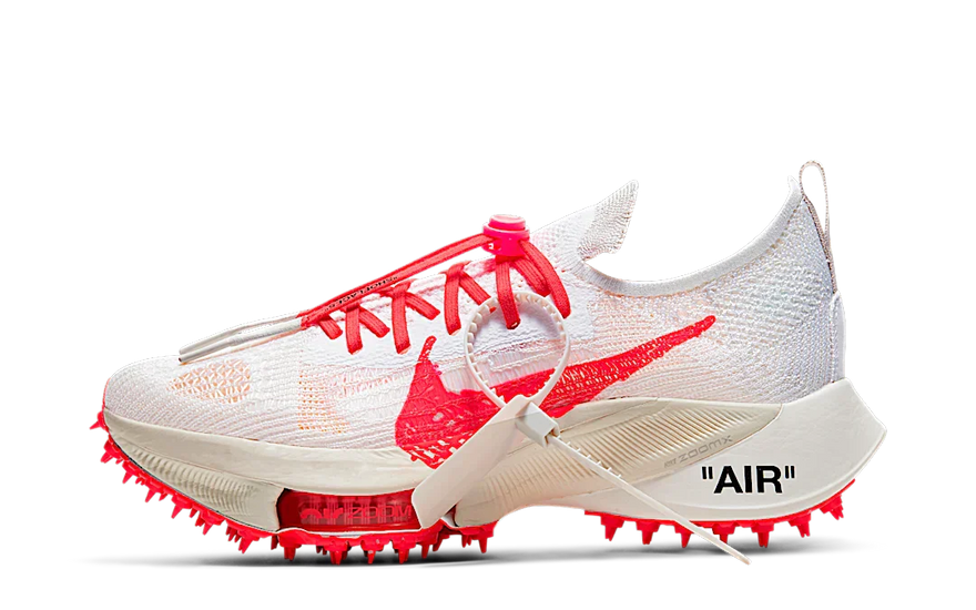 Nike Air Zoom Tempo Next% Flyknit Off White White Solar Red — Zapatillas running de tempo con estilo urbano