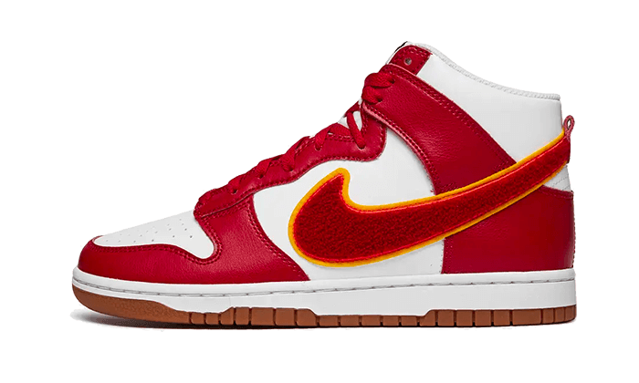 Nike Dunk High Chenille Swoosh White Gym Red: the Dunk High that will define your look