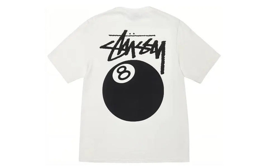 Stussy 8 Ball Pigment Dyed Tee SS24 White — The essential pigment-dyed shirt of streetwear