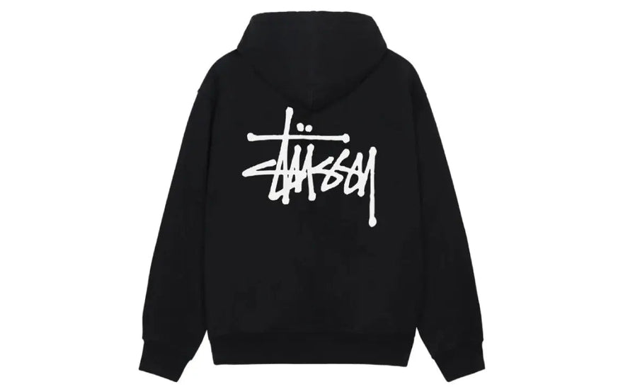 Stussy Basic Hoodie Black: the essential black sweatshirt of streetwear