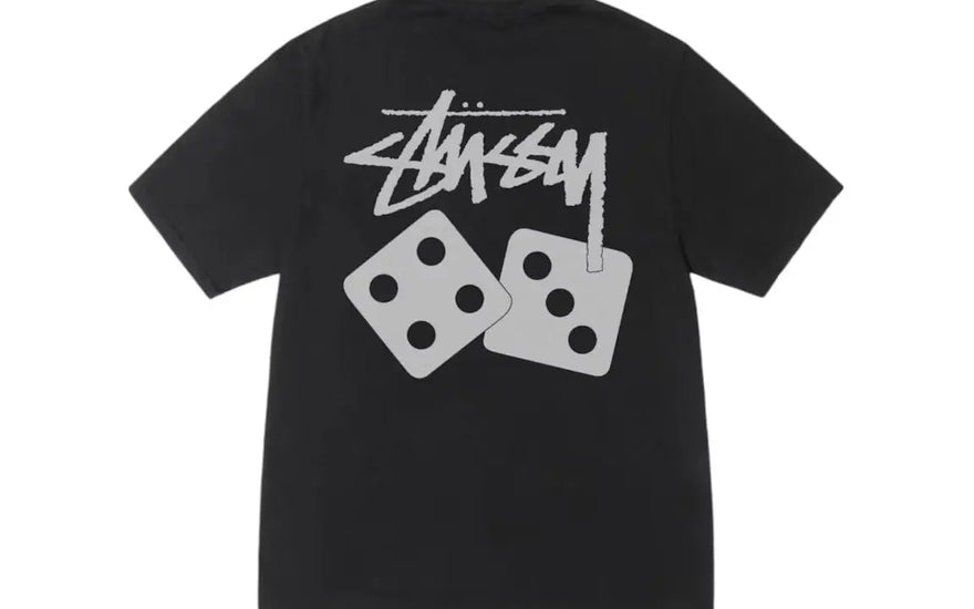 Stussy Tricou cu zaruri vopsit în pigment SS25 Negru — Tricou negru cu finisaj vechi