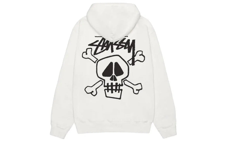 Stussy Pigmentgeverfde Hoodie met Schedel en Botten Zwart: De pigmentgeverfde trui die je straatkleding naar een hoger niveau tilt