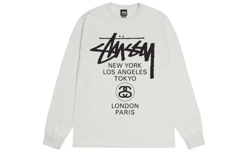 Stussy World Tour L/S Tee Fog — Elevate your streetwear with a premium basic 