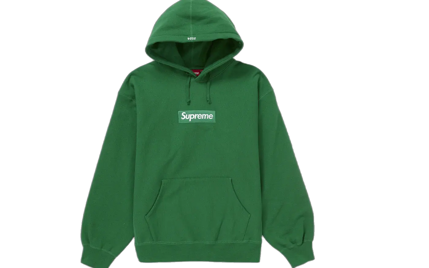 Supreme Box Logo Hættetrøje (FW24) Grøn — den uundværlige grønne sweatshirt i sæsonen