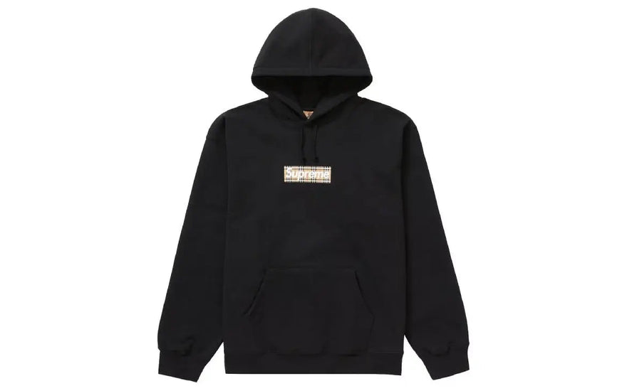 Supreme Burberry Bluza z Kapturem z Logo Box Czarna: kultowa bluza ulicznego stylu