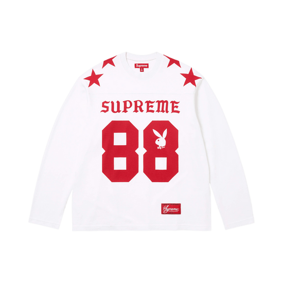 Supreme x Playboy Long-Sleeve Top 'White': la football tee del SS26 que todos buscan