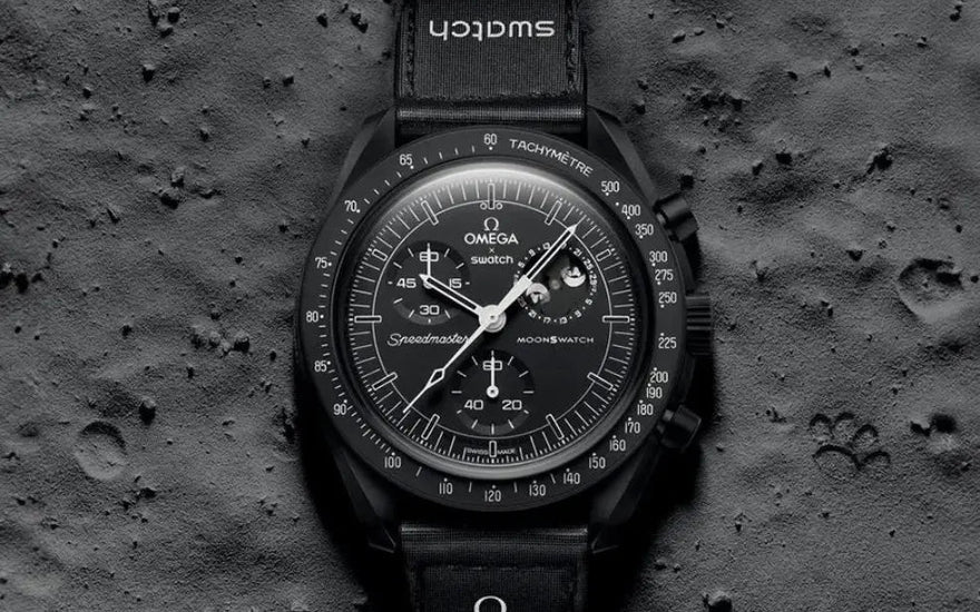 Swatch x Omega Bioceramic Moonswatch Mission To Moonphase Snoopy Black — The essential moonwatch