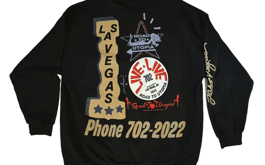 Travis Scott Road to Utopia Las Vegas Crewneck Black: la sudadera de la residencia que nunca se vendió online