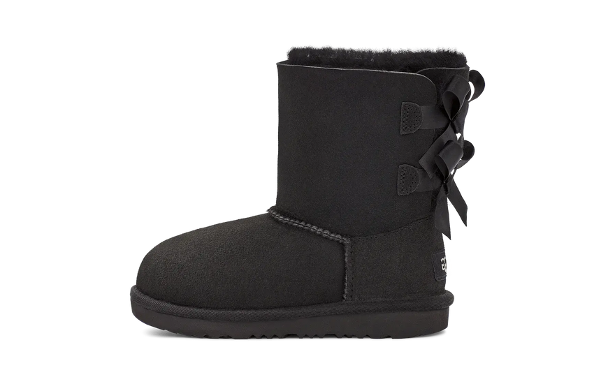 UGG Bailey Bow II Boot Black (Kids) — Black boots with a charming bow