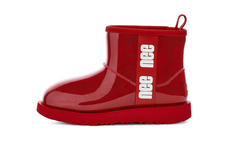 UGG Classic Clear Mini Boot Samba Red: cizma transparentă care îți transformă ținuta