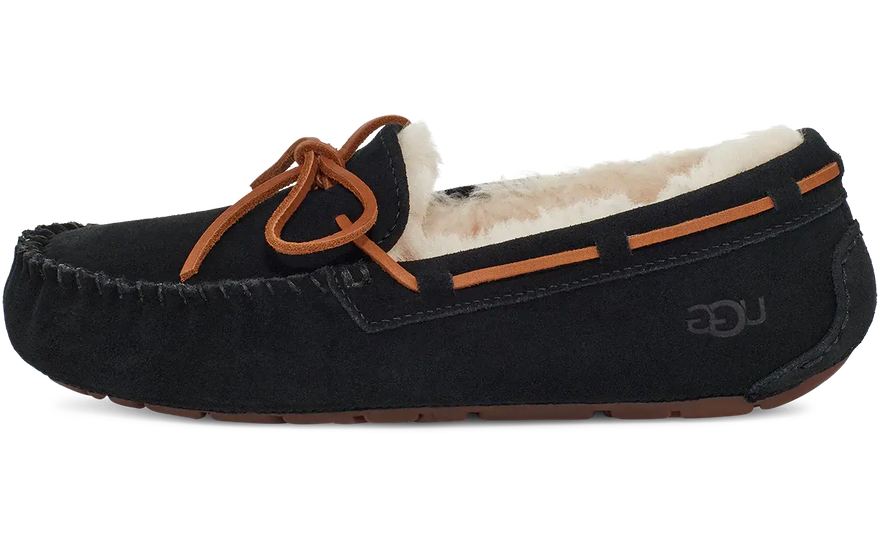 UGG Dakota pantofle černé: Černé pantofle ze shearlingu do domu i na ulici