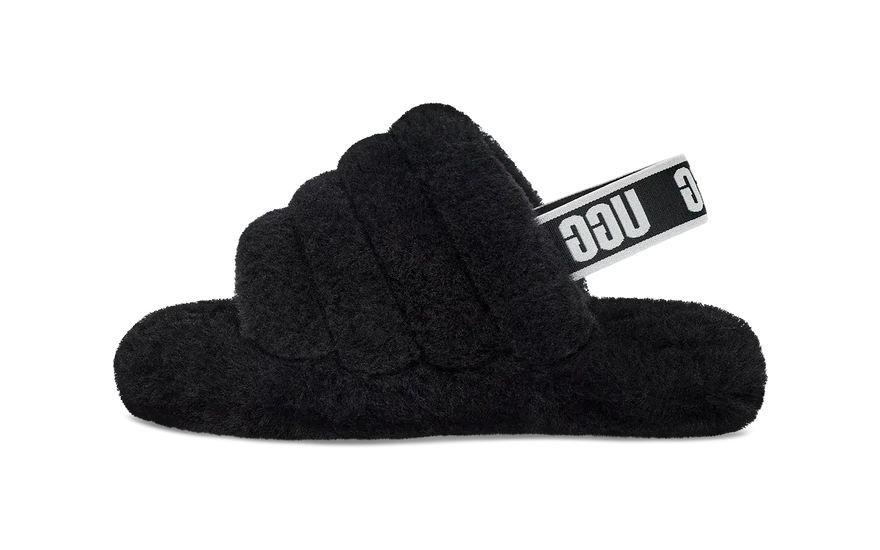 UGG Fluff Yeah Slide Black (Dzieci) — Pluszowa sandałka, którą Twoje dzieci pokochają