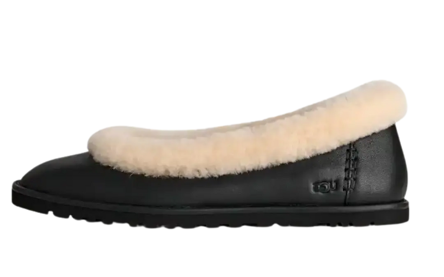 UGG Zora kožené baleríny černé: styl a pohodlí v kůži