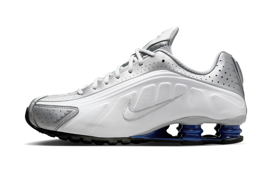 Nike Shox R4 Argintiu Metalic Albastru Regal Închis - Stil metalic și amortizare Shox