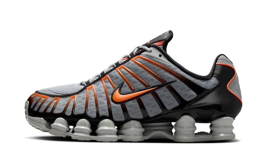Nike Shox TL Light Smoke Grey Black Bright Mandarin: Retro style with Shox cushioning