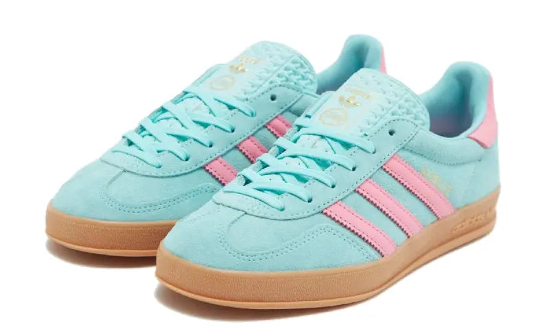 adidas gazelle silver green womens Adidas Gazelle Indoor Flash Aqua Pink – Next Step