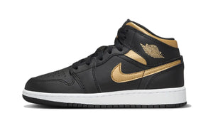 Air Jordan 1 Mid Black Metallic Gold Swoosh