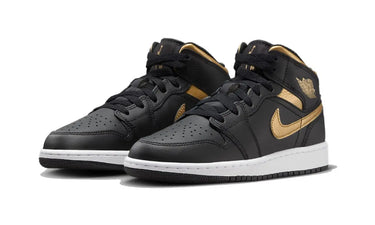 Air Jordan 1 Mid Black Metallic Gold Swoosh Next Step
