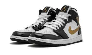 Air Jordan 1 Mid SE Black Gold Patent Leather Next Step