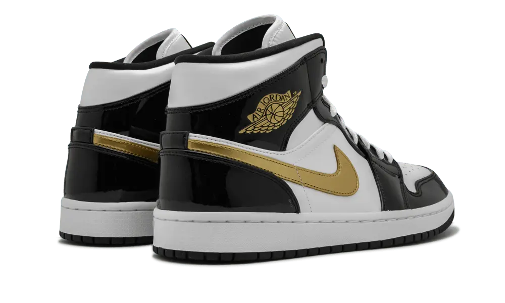 Jordan 1 mid sales patent leather black gold
