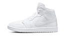 Air Jordan 1 Mid Triple White Patent Swoosh