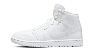 Air Jordan 1 Mid Triple White Patent Swoosh