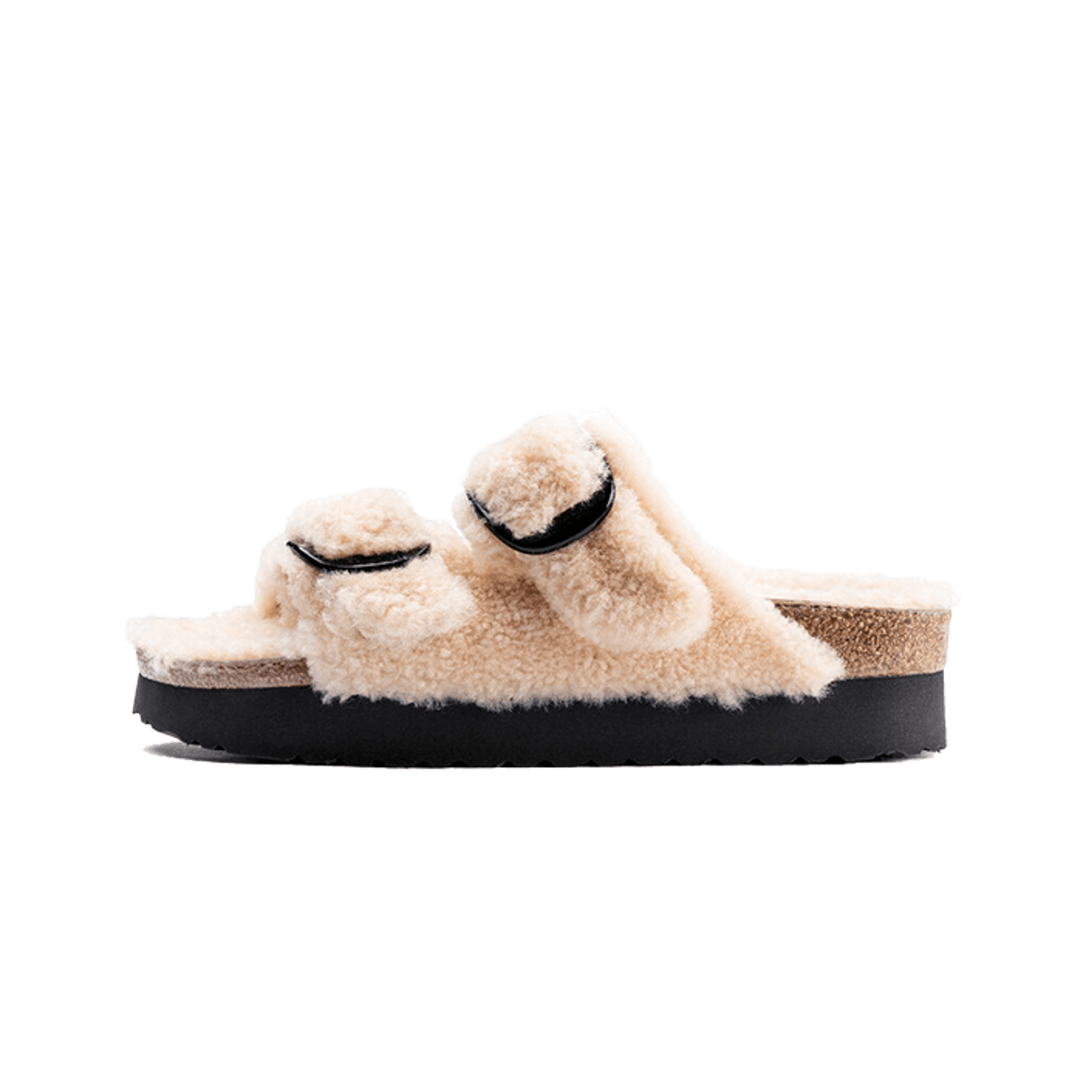 Birkenstock Boston Big Buckle Platform Shearling Teddy Eggshell
