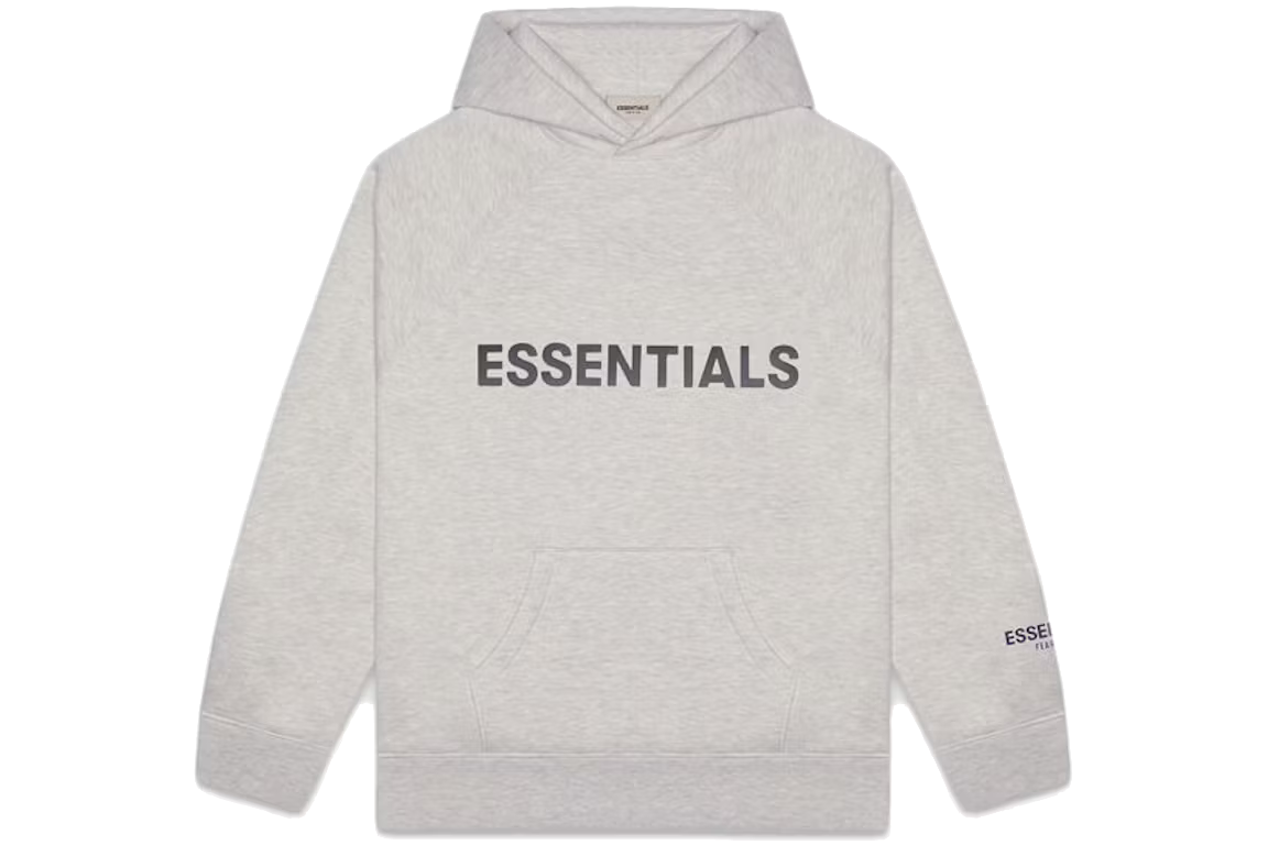 Essentials Pullover Hoodie Applique Logo Heather Oatmeal Next Step