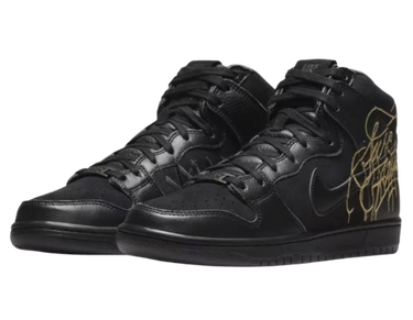 FAUST x Nike SB Dunk High Black and Metallic Gold Next Step