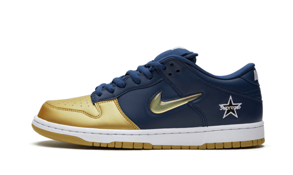 Nike SB Dunk Low Supreme Jewel Swoosh Gold Next Step